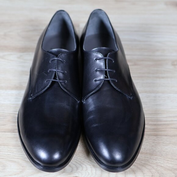 Robert Clergerie Shoes Men Size 9.5 Black Derby Leather Plain Toe Made in France